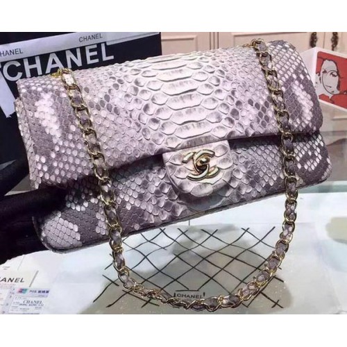 Chanel 2.55 Series Flap Bags Grau Original Pythonleder A1112SA Gold
