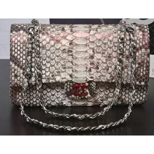 Chanel 2.55 Series Flap Bags Grau Original Pythonleder A1112SA Silber