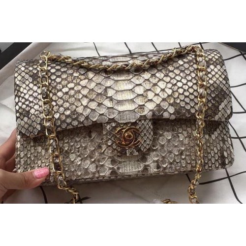 Chanel 2.55 Series Flap Bags OffWhite Original Pythonleder A1112SA Gold