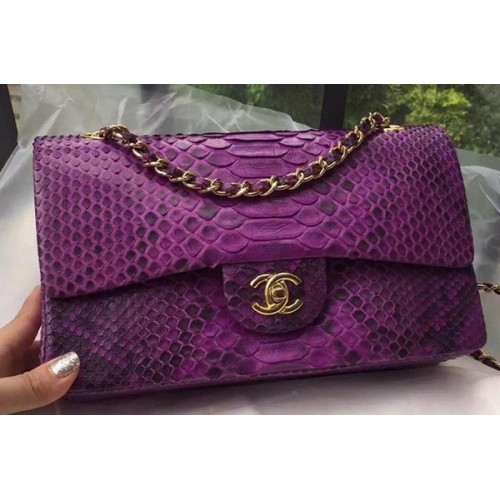 Chanel 2.55 Series Flap Bags Pfirsichrosa Original Pythonleder A1112SA Gold
