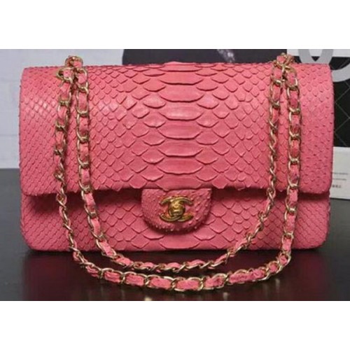 Chanel 2.55 Series Flap Bags Pink Original Pythonleder A1112SA Gold