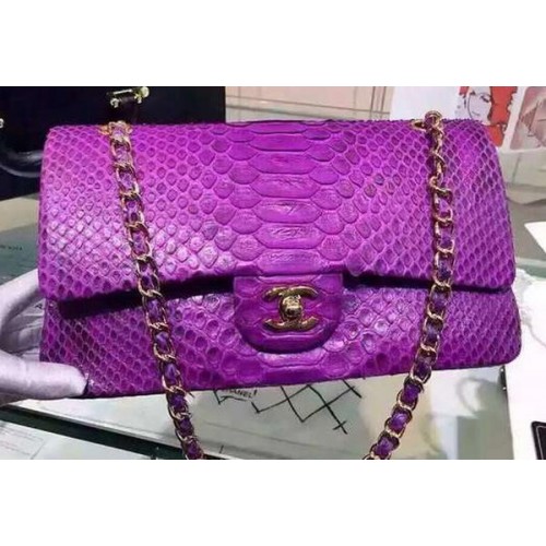 Chanel 2.55 Series Flap Bags Violet Pink Original Pythonleder A1112SA Gold