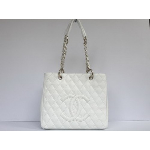 Chanel gesteppte CC-Einkaufstasche 35626 Weiß