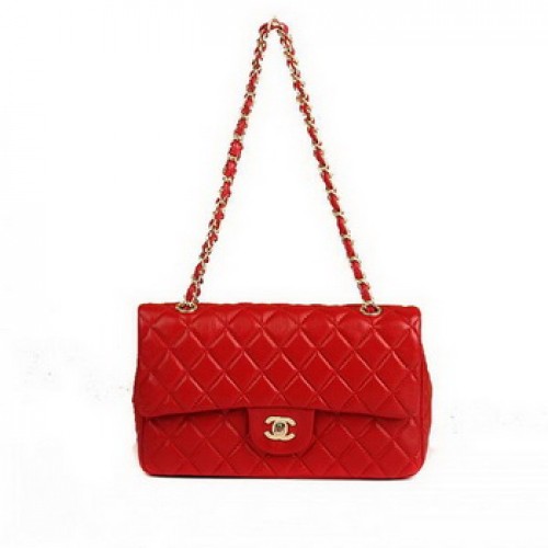 Chanel 2.55 Series Flap Bag A01112 Rotes Leder Goldene Hardware