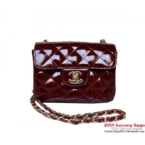 Chanel A01115 Mini Flap Bag Bordeaux Lackleder Gold