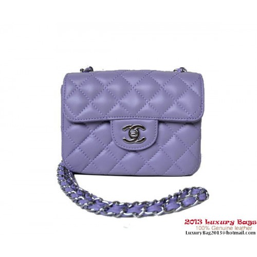 Chanel A01115 Mini Flap Bag Violett Schafsleder Silber