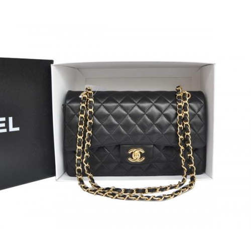 Chanel A1112 2.55 Series Flap Bag Original Leder Schwarz Gold
