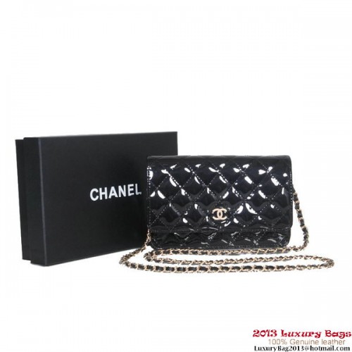 Chanel A30193 Schwarze Pattentasche aus Lackleder Gold
