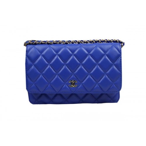 Chanel CHA33814 Blau Original Schaffell Leder Mini Flap Bag Gold