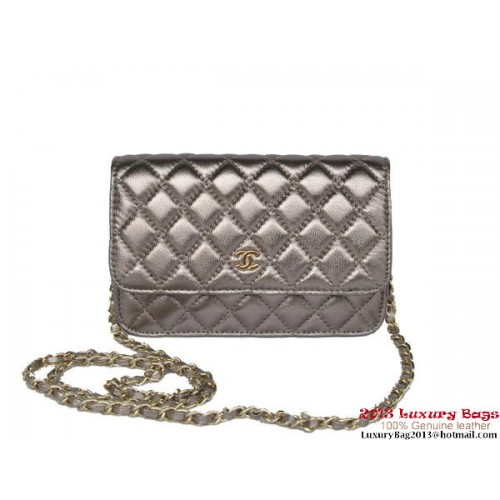 Chanel A33814 Silber Schaffell Leder Flap Bag Gold
