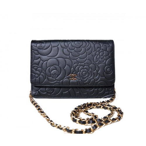 Chanel A47421 Schwarzes Lammleder Mini Flap Bag Gold