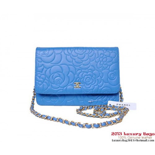 Chanel A47421 Blau Lammleder Mini Flap Bag Gold
