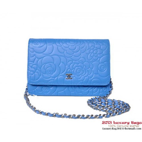 Chanel A47421 Blau Lammleder Mini Flap Bag Silber