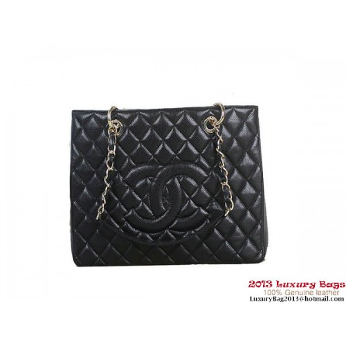 Chanel A50995 Schwarz Original Cannage Leder Umhängetasche Gold