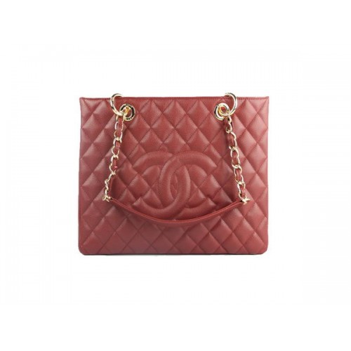 Chanel A50995 Maroon Original Cannage Leder Umhängetasche Gold