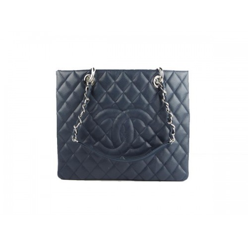 Chanel A50995 RoyalBlue Original Cannage Leder Umhängetasche Silber