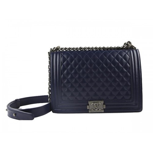 Chanel A67026 Königsblau Große Le Boy Flap Umhängetasche Silber