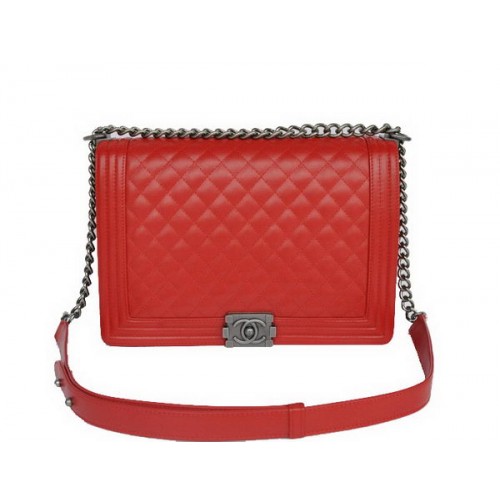 Hot Style Chanel A67086 Red Le Boy Flap Umhängetasche Silber