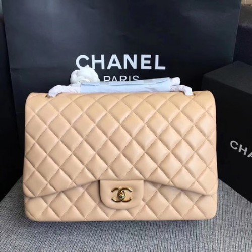 Chanel Maxi Quilted Classic Flap Bag Apricot Schafsleder A58601 Gold
