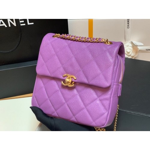 Chanel Rucksack aus genarbtem Kalbsleder Original Leder AS3108 Lavendel