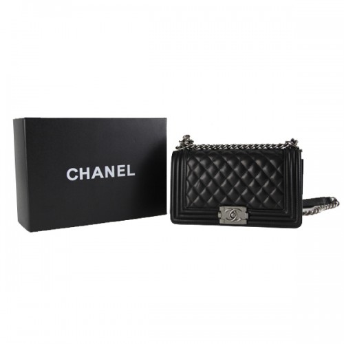 Chanel Boy 2014 Flap Umhängetasche aus Original Schaffell A67086 Schwarz