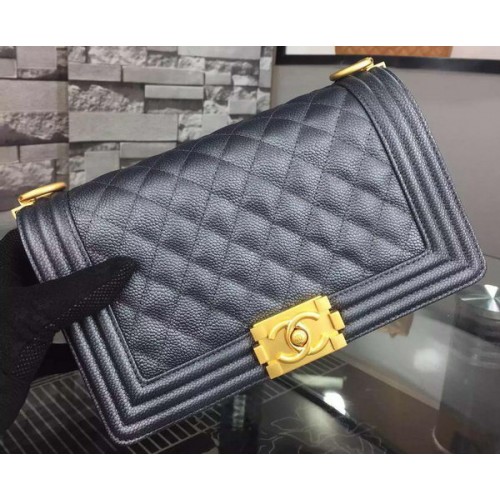 Chanel Boy Flap Umhängetasche Schwarz Original Kalbsleder A8708 Gold
