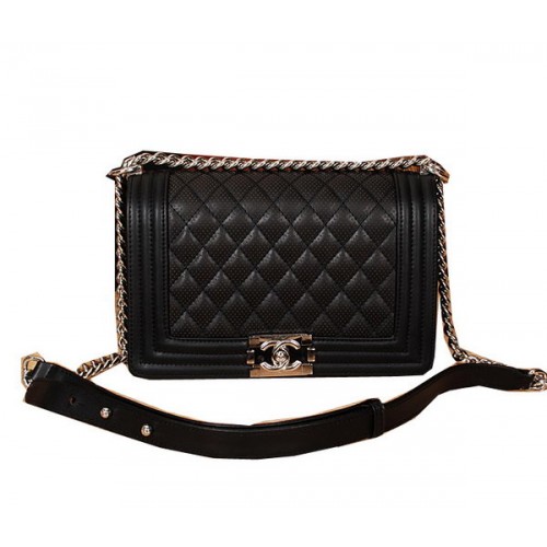 Chanel Boy Flap Umhängetasche Original Leder A6870 Schwarz