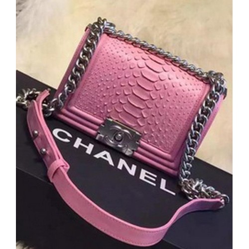 Chanel Boy Flap Umhängetasche Pythonleder A66094 Pink