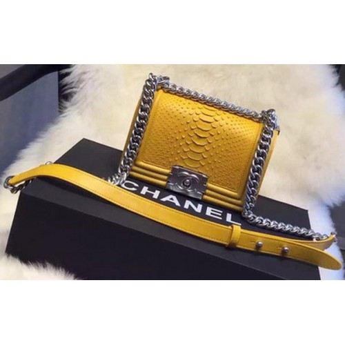 Chanel Boy Flap Umhängetasche Pythonleder A66094 Gelb