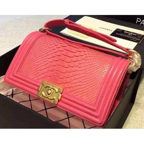 Chanel Boy Flap Umhängetasche Rosy Python Leder A66095 Gold