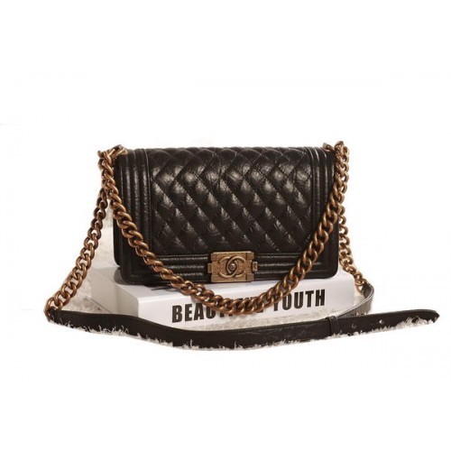 Chanel Boy Flap Umhängetasche in Schwarz Original glasiertem Crackled A67086 Gold