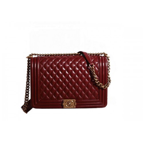 Chanel Boy Flap Umhängetasche in Burgund Original Leder Gold