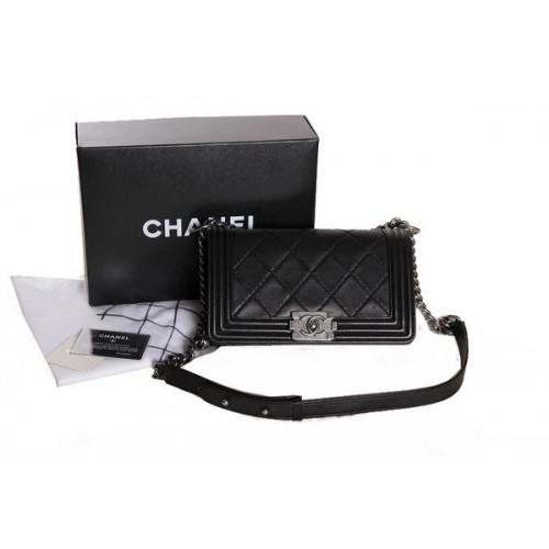 Chanel Boy Flap Umhängetasche aus Original Schafsleder A30201 Schwarz