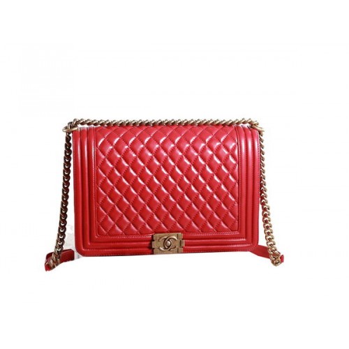Chanel Boy Flap Umhängetasche in Rot Original Leder Gold