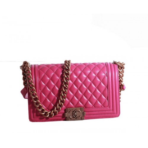 Chanel Boy Flap Umhängetasche aus rosafarbenem Lammleder A67086 Gold