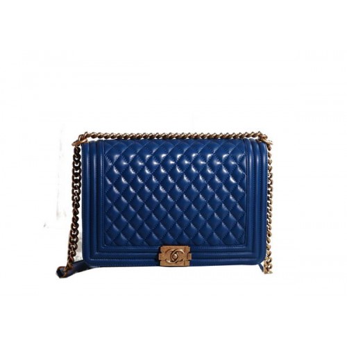 Chanel Boy Flap Umhängetasche in RoyalBlue Original Leder Gold