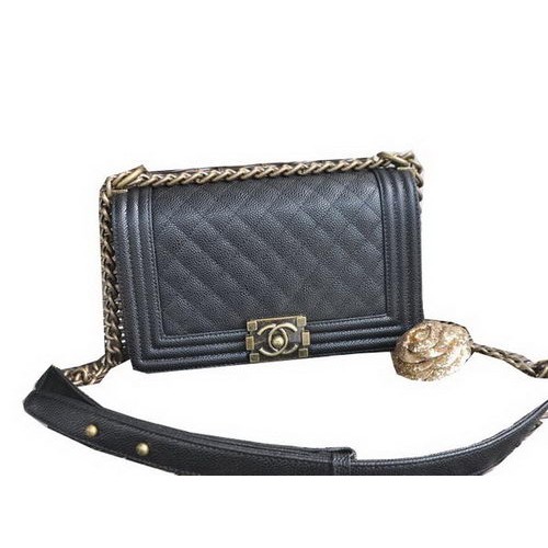 Chanel Boy Flap Umhängetaschen Cannage Muster Leder A67086 Schwarz