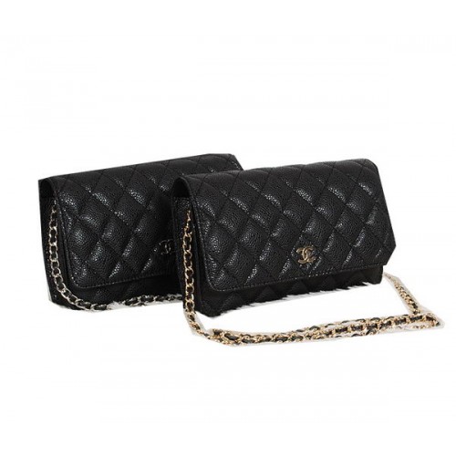 Chanel CHA33814 Original Cannage Leder Mini Flap Bag Schwarz