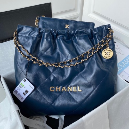 Chanel Kalbsleder Einkaufstasche AS3261 dunkelblau