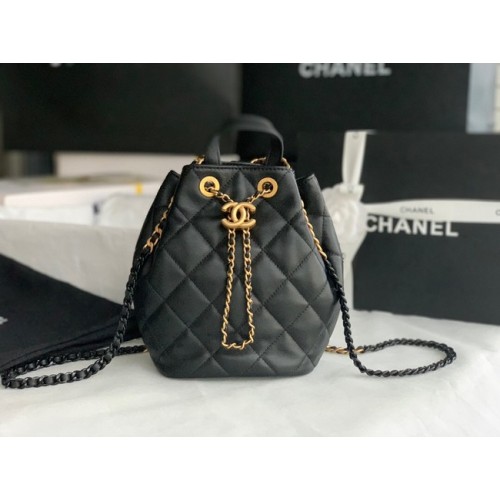 Chanel Kalbsleder Rucksack Original Leder AS3211 schwarz