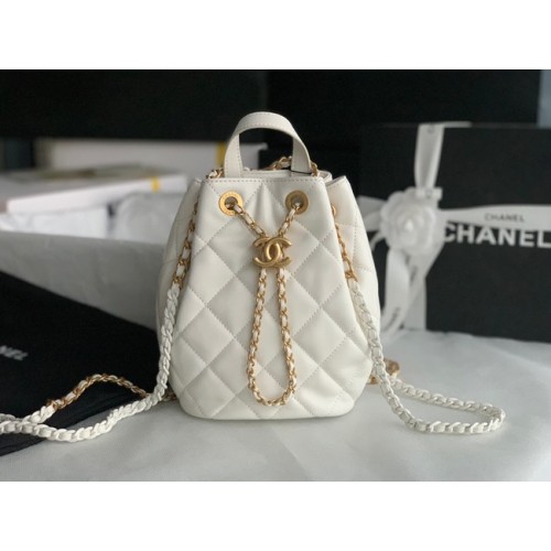 Chanel Kalbsleder Rucksack Original Leder AS3211 weiß