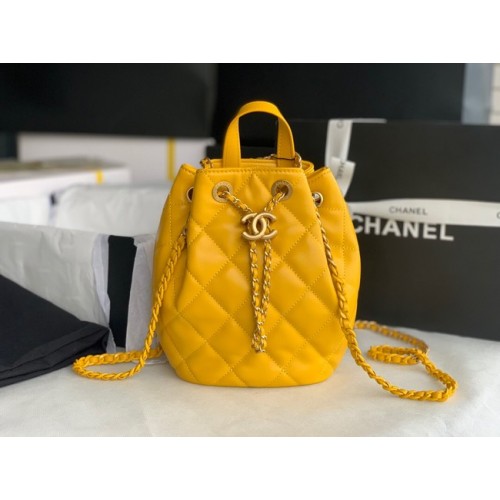Chanel Kalbsleder Rucksack Original Leder AS3211 gelb