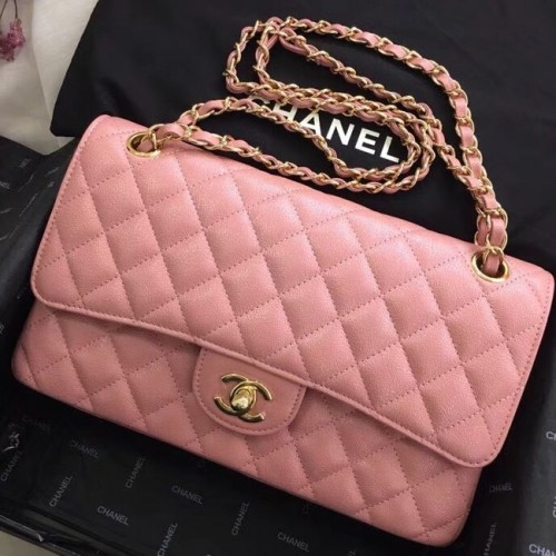 Chanel Kalbsleder Goldfarbenes Metall A01112 rosa