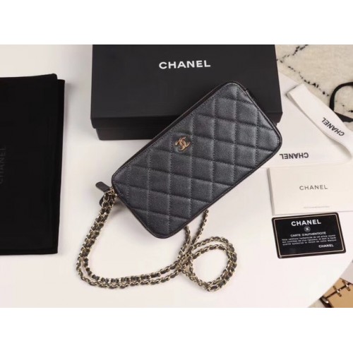 Chanel Kalbsleder Goldfarbenes Metall A82527 schwarz