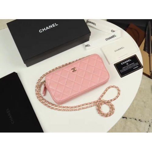 Chanel Kalbsleder Goldfarbenes Metall A82527 Rosa