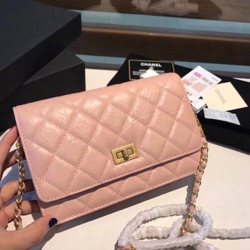 Chanel Kalbsleder Goldfarbenes Metall S33814 rosa