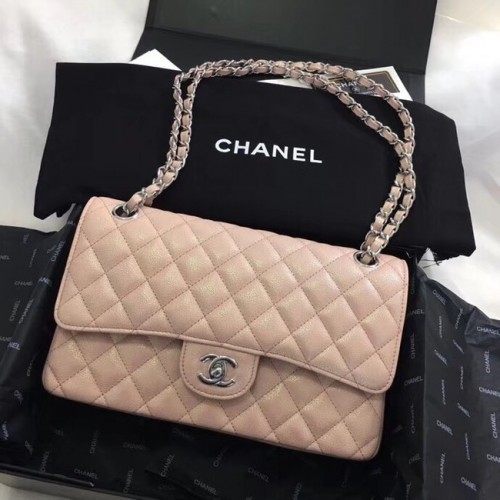 Chanel Kalbsleder Silberfarbenes Metall A01112 nackt