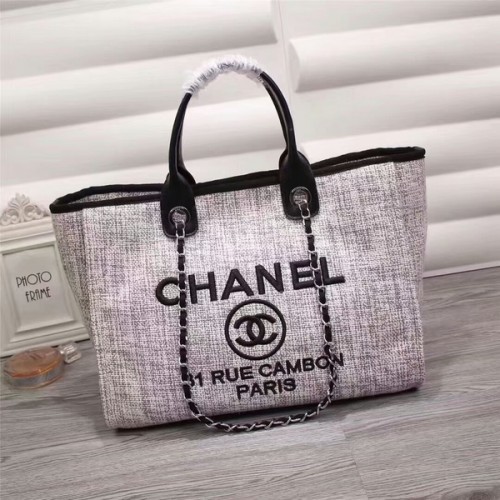 Chanel Canvas Leder Tote Einkaufstasche 68047D