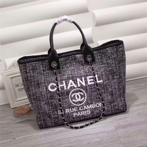 Chanel Canvas Leder Tote Einkaufstasche 68047E