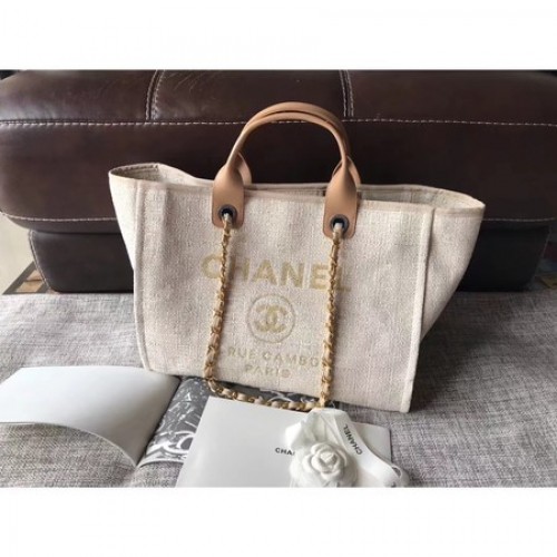 Chanel Canvas Original Leder Schulter Einkaufstasche A2369 cremig